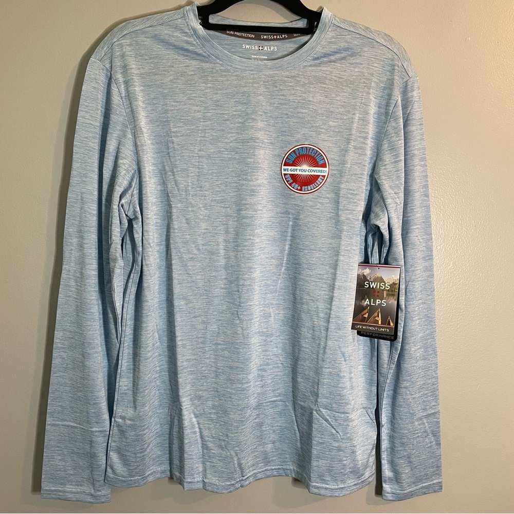 SWISS ALPS NWT Mens Shirt UPF 40+Sun Protection light Blue SZ/MED